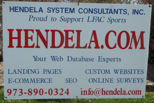 Hendela System Consultants, Inc sign at Duva Field, Little Falls, NJ 2009